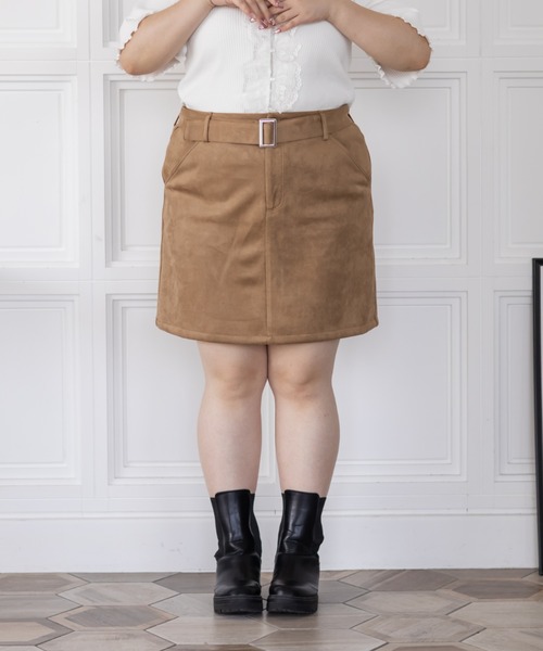 CLETTE(クレット)の「CLETTEオリジナルフェイクスエードミニスカート(スカート・レディース・アイボリー/ベージュ/モカ・LL/4L/3L)」の17枚目の写真