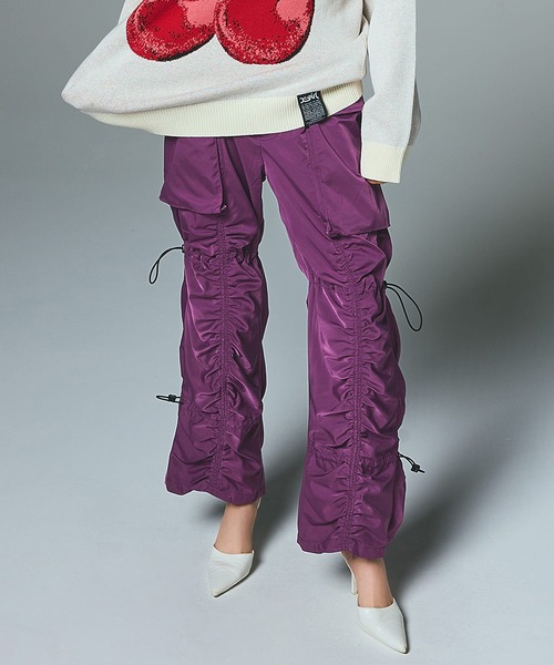 X-girl（エックスガール）の「OVERSIZED POCKET PANTS（その他パンツ・レディース・グレー/ブラック/パープル・S/M）」の4枚目の写真