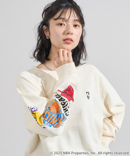NBAチームロゴ入りスウェットシャツ ベージュ セール】NBA袖ロゴスウェット（スウェット）｜FREAK'S STORE