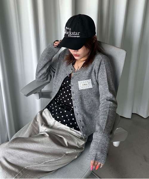 sedacle girl(セダクルガール)の「レースワッペンラメニットカーデ(カーディガン/ボレロ・レディース・ネイビー/グレー/ブラック/チャコールグレー・SMALL/MEDIUM)」の19枚目の写真