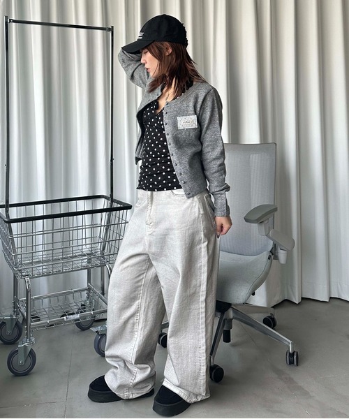sedacle girl(セダクルガール)の「レースワッペンラメニットカーデ(カーディガン/ボレロ・レディース・ネイビー/グレー/ブラック/チャコールグレー・SMALL/MEDIUM)」の22枚目の写真
