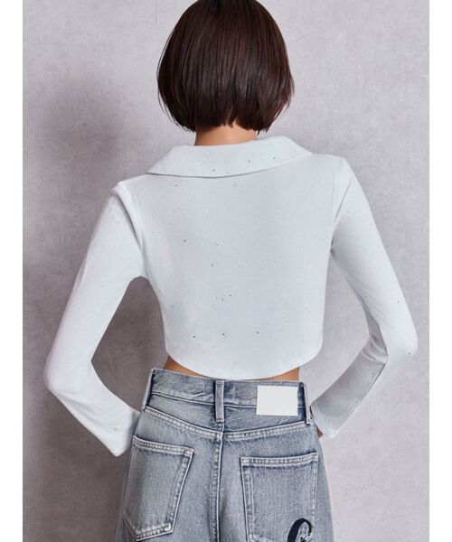 GYDA（ジェイダ）の「GYDA hologram ZIPトップス（Tシャツ/カットソー・レディース・ブラック/オフホワイト・FREE）」の4枚目の写真