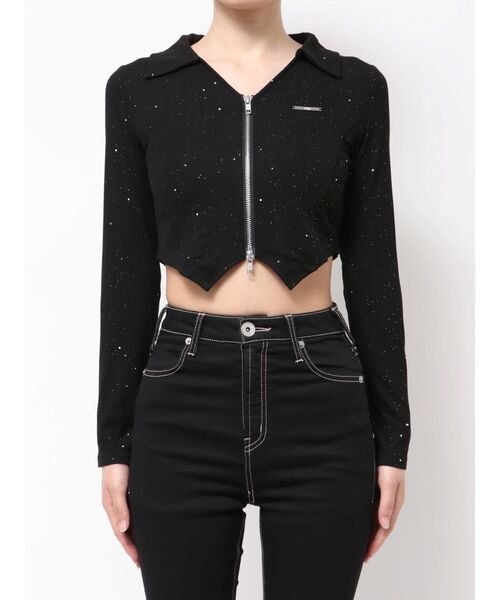 GYDA（ジェイダ）の「GYDA hologram ZIPトップス（Tシャツ/カットソー・レディース・ブラック/オフホワイト・FREE）」の11枚目の写真