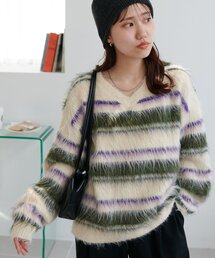 マルチカラー ニット プリーツ」に該当するニット/セーター
