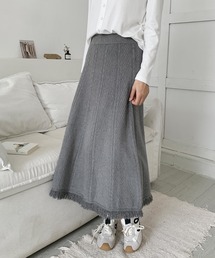 編み柄ニットロングスカート