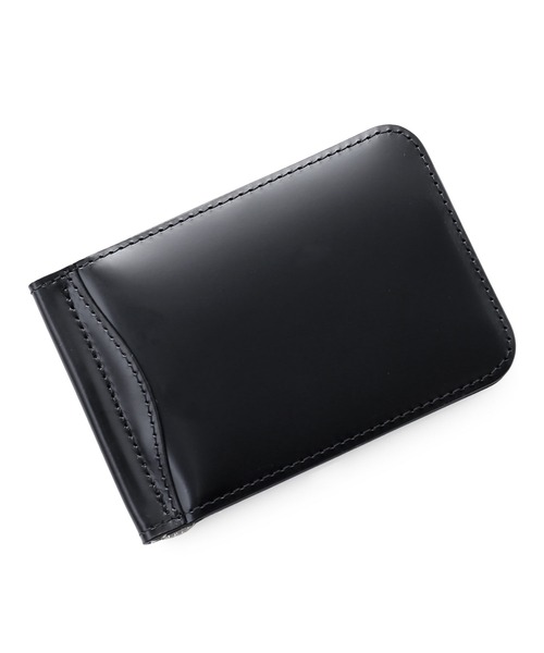 meanwhile コードバン マネークリップ 財布 ブラック 黒 コードバン マネークリップ メンズ 財布（札入れ/マネークリップ