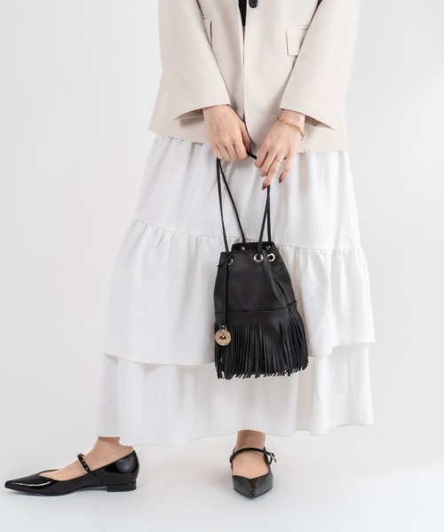 marco masi（マルコマージ）の「【MARCO MASI/マルコマージ】巾着 ショルダーバッグ バケツバッグ フリンジバッグ（ショルダーバッグ・レディース・シルバー/ブラック/アイボリー・FREE）」の8枚目の写真