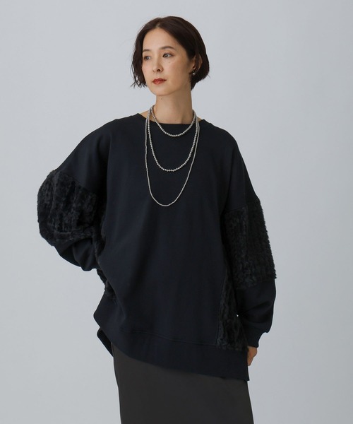 LEPSIM(レプシィム)の「シャギードッキングチュニック 582452(スウェット・レディース・グリーン系その他/アイボリー/ブラック・FREE)」の1枚目の写真