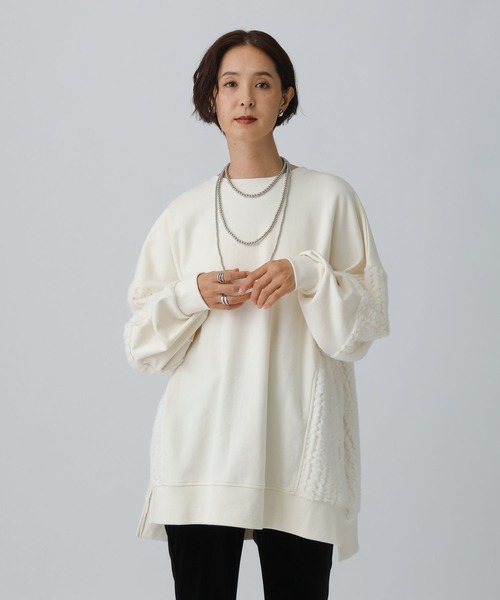 LEPSIM(レプシィム)の「シャギードッキングチュニック 582452(スウェット・レディース・グリーン系その他/アイボリー/ブラック・FREE)」の7枚目の写真