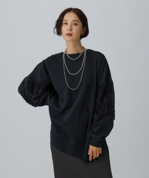 LEPSIM(レプシィム)の「シャギードッキングチュニック 582452(スウェット・レディース・グリーン系その他/アイボリー/ブラック・FREE)」の11枚目の写真