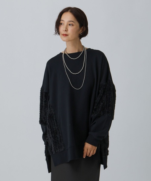 LEPSIM(レプシィム)の「シャギードッキングチュニック 582452(スウェット・レディース・グリーン系その他/アイボリー/ブラック・FREE)」の12枚目の写真