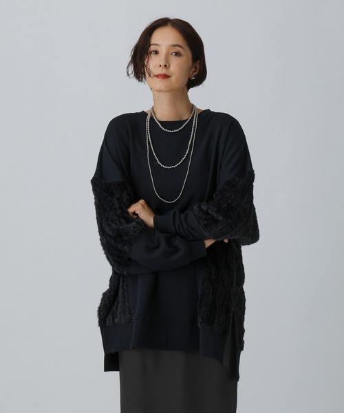 LEPSIM(レプシィム)の「シャギードッキングチュニック 582452(スウェット・レディース・グリーン系その他/アイボリー/ブラック・FREE)」の13枚目の写真