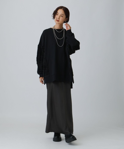 LEPSIM(レプシィム)の「シャギードッキングチュニック 582452(スウェット・レディース・グリーン系その他/アイボリー/ブラック・FREE)」の15枚目の写真