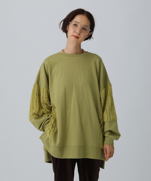 LEPSIM(レプシィム)の「シャギードッキングチュニック 582452(スウェット・レディース・グリーン系その他/アイボリー/ブラック・FREE)」の17枚目の写真