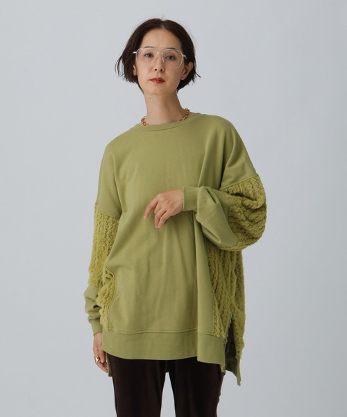 LEPSIM(レプシィム)の「シャギードッキングチュニック 582452(スウェット・レディース・グリーン系その他/アイボリー/ブラック・FREE)」の4枚目の写真