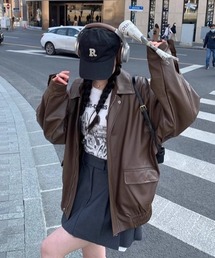 lilful | オーバーサイズ PUブルゾンジャケット(ブルゾン)