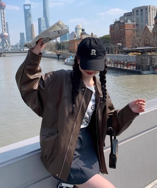 lilful(リルフル)の「オーバーサイズ PUブルゾンジャケット(ブルゾン・レディース・ブラウン/ブラック・F)」の10枚目の写真