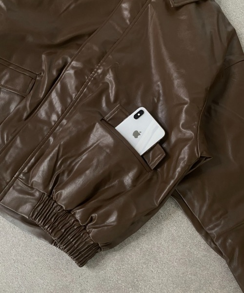 lilful(リルフル)の「オーバーサイズ PUブルゾンジャケット(ブルゾン・レディース・ブラウン/ブラック・F)」の19枚目の写真