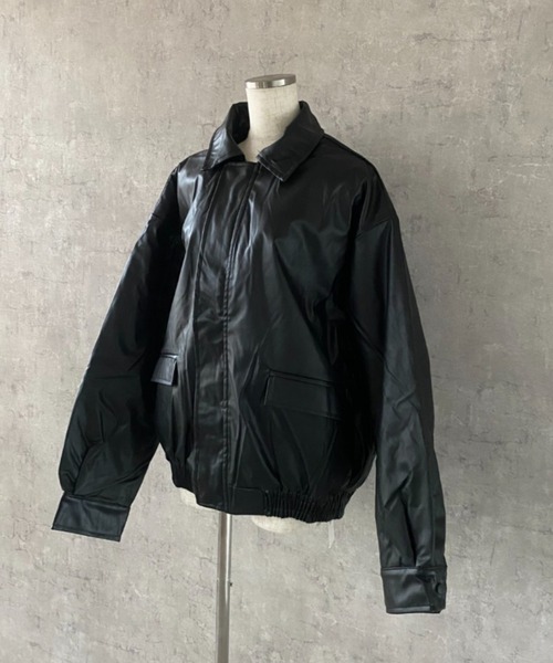 lilful(リルフル)の「オーバーサイズ PUブルゾンジャケット(ブルゾン・レディース・ブラウン/ブラック・F)」の15枚目の写真