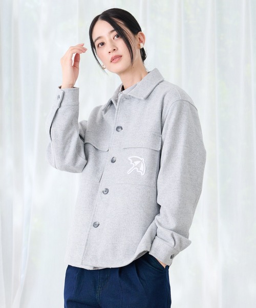 Arnold Palmer(アーノルドパーマー)の「ウールライクメルトン シェア CPO シャツジャケット(シャツ/ブラウス・レディース・アッシュブラウン/ネイビー/グレー・XS/M/LL/S/L)」の2枚目の写真
