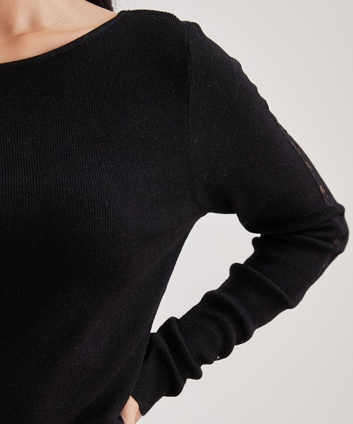 Lace Ladies(レースレディース)の「カシミヤ混 ラウンドネック 袖レース ニット プルオーバー(ニット/セーター・レディース・ブラック/アイボリー/グレー・FREE)」の19枚目の写真