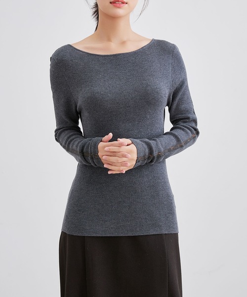 Lace Ladies(レースレディース)の「カシミヤ混 ラウンドネック 袖レース ニット プルオーバー(ニット/セーター・レディース・ブラック/アイボリー/グレー・FREE)」の21枚目の写真