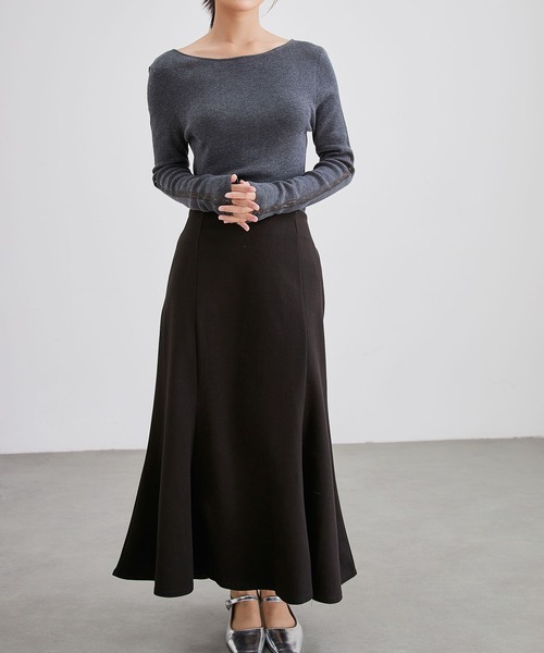 Lace Ladies(レースレディース)の「カシミヤ混 ラウンドネック 袖レース ニット プルオーバー(ニット/セーター・レディース・ブラック/アイボリー/グレー・FREE)」の6枚目の写真