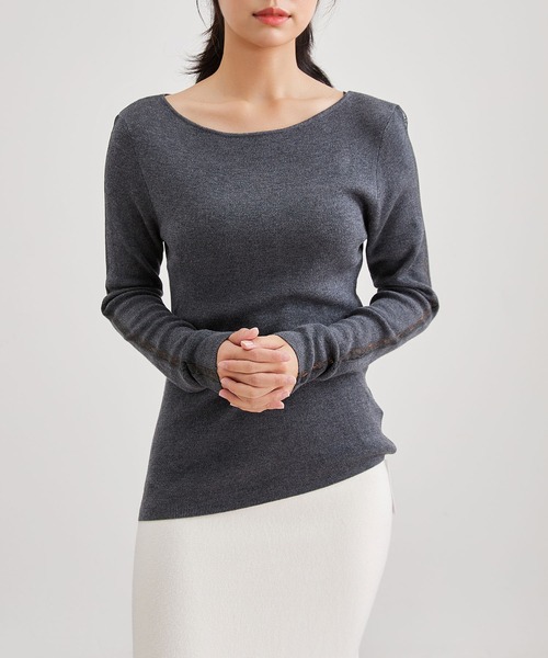 Lace Ladies(レースレディース)の「カシミヤ混 ラウンドネック 袖レース ニット プルオーバー(ニット/セーター・レディース・ブラック/アイボリー/グレー・FREE)」の20枚目の写真