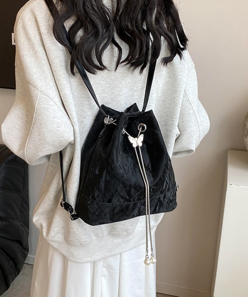 Miniministore(ミニミニストア)の「ショルダーバッグ バケツ型鞄 巾着バッグ(ショルダーバッグ・レディース・ミント/シルバー/ブラック/アイボリー・FREE)」の3枚目の写真
