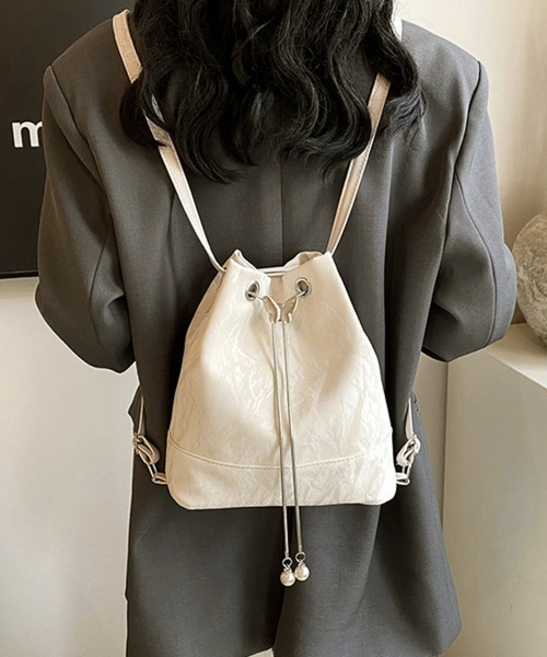 Miniministore(ミニミニストア)の「ショルダーバッグ バケツ型鞄 巾着バッグ(ショルダーバッグ・レディース・ミント/シルバー/ブラック/アイボリー・FREE)」の11枚目の写真
