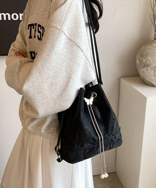 Miniministore(ミニミニストア)の「ショルダーバッグ バケツ型鞄 巾着バッグ(ショルダーバッグ・レディース・ミント/シルバー/ブラック/アイボリー・FREE)」の9枚目の写真