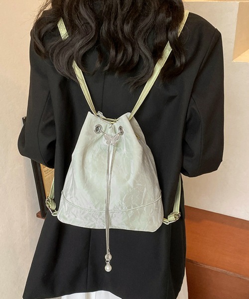 Miniministore(ミニミニストア)の「ショルダーバッグ バケツ型鞄 巾着バッグ(ショルダーバッグ・レディース・ミント/シルバー/ブラック/アイボリー・FREE)」の12枚目の写真