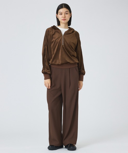 NOMINE】【セットアップ】ベロアハーフジップ フーディー パーカー