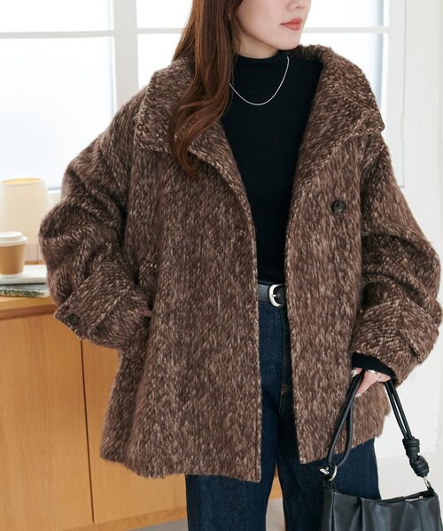 メランジシャギースタンドミドルコート（その他アウター）｜DISCOAT