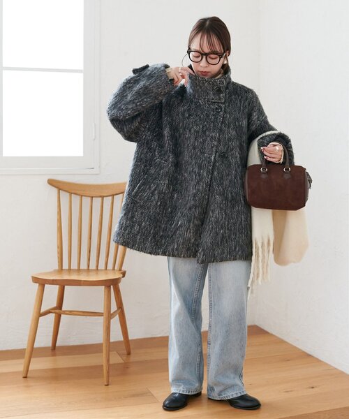 メランジシャギースタンドミドルコート（その他アウター）｜DISCOAT