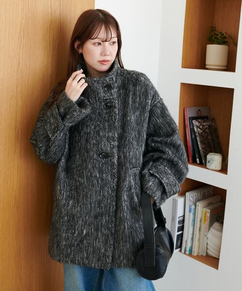 メランジシャギースタンドミドルコート（その他アウター）｜DISCOAT