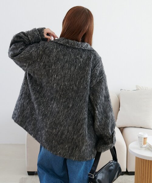 セール】メランジシャギースタンドミドルコート（その他アウター