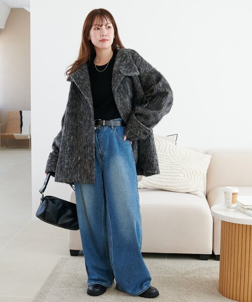 セール】メランジシャギースタンドミドルコート（その他アウター