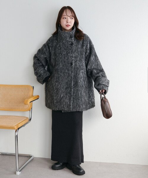 メランジシャギースタンドミドルコート（その他アウター）｜DISCOAT