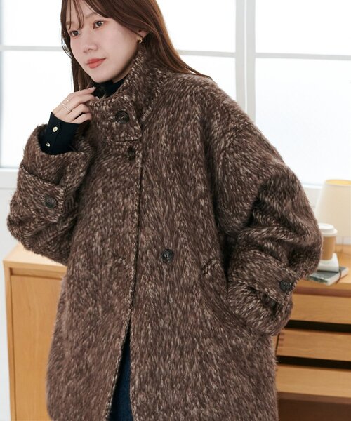 メランジシャギースタンドミドルコート（その他アウター）｜DISCOAT