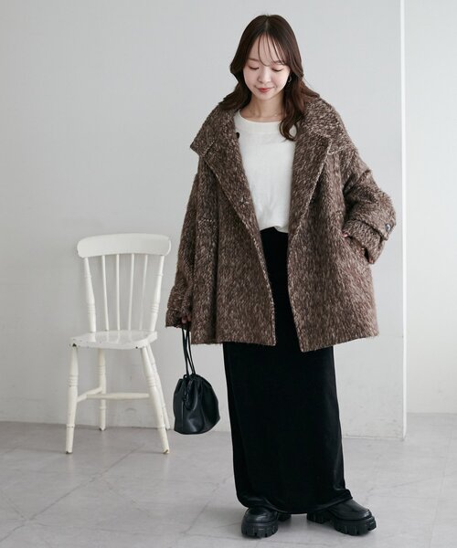 メランジシャギースタンドミドルコート（その他アウター）｜DISCOAT