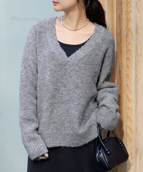 Noble YAK/ヤク ワイドリブニットプルオーバー グレー NOBLE YAK/ヤク