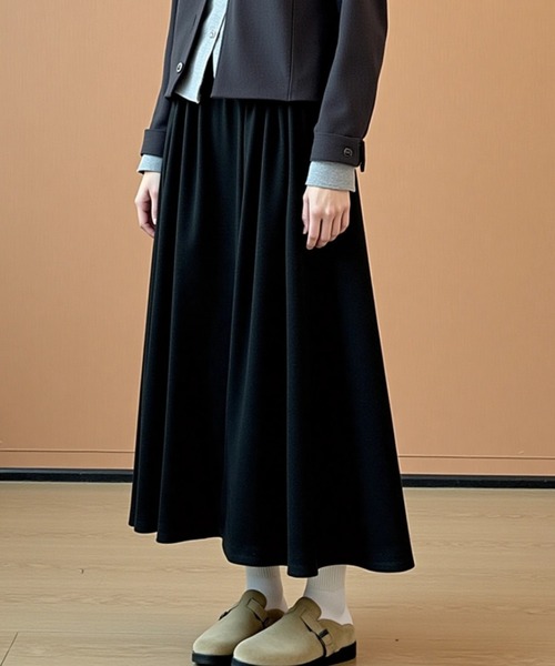 cammie(キャミー)の「ゆるフレアスカート(スカート・レディース・ブラック/グレー・M/L)」の9枚目の写真