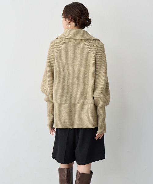 anyfee（エニフィー）の「【anyfee/大きいサイズ】ハーフジップニットプルオーバー（ニット/セーター・レディース・チャコール/ベージュ・LL/3L/4L/5L）」の7枚目の写真