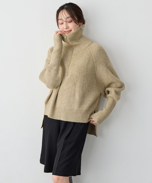 anyfee（エニフィー）の「【anyfee/大きいサイズ】ハーフジップニットプルオーバー（ニット/セーター・レディース・チャコール/ベージュ・LL/3L/4L/5L）」の10枚目の写真