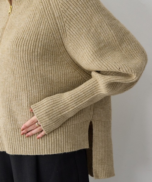 anyfee（エニフィー）の「【anyfee/大きいサイズ】ハーフジップニットプルオーバー（ニット/セーター・レディース・チャコール/ベージュ・LL/3L/4L/5L）」の12枚目の写真