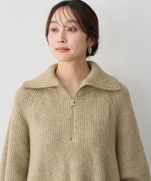 anyfee（エニフィー）の「【anyfee/大きいサイズ】ハーフジップニットプルオーバー（ニット/セーター・レディース・チャコール/ベージュ・LL/3L/4L/5L）」の13枚目の写真