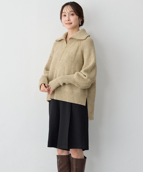 anyfee（エニフィー）の「【anyfee/大きいサイズ】ハーフジップニットプルオーバー（ニット/セーター・レディース・チャコール/ベージュ・LL/3L/4L/5L）」の15枚目の写真