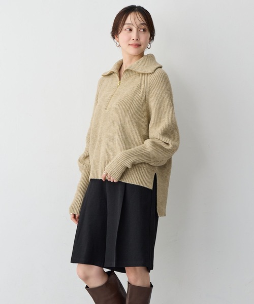 anyfee（エニフィー）の「【anyfee/大きいサイズ】ハーフジップニットプルオーバー（ニット/セーター・レディース・チャコール/ベージュ・LL/3L/4L/5L）」の16枚目の写真