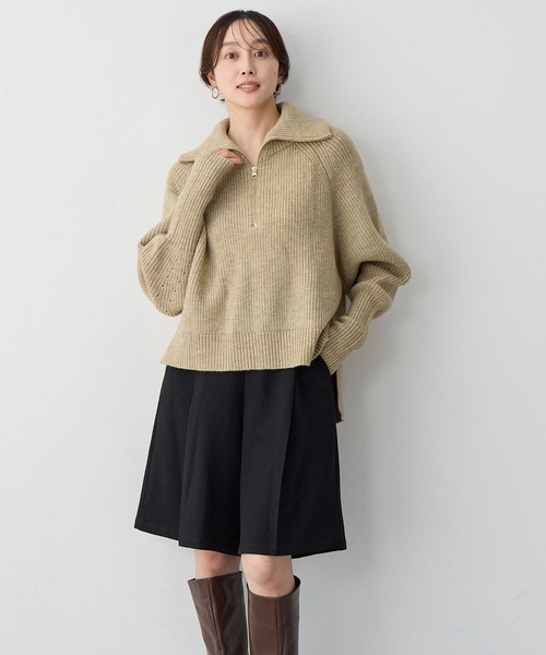 anyfee（エニフィー）の「【anyfee/大きいサイズ】ハーフジップニットプルオーバー（ニット/セーター・レディース・チャコール/ベージュ・LL/3L/4L/5L）」の18枚目の写真